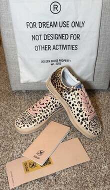 Golden Goose Stardan Sneakers Animal Print Pony Hair Pink Laces Size 8